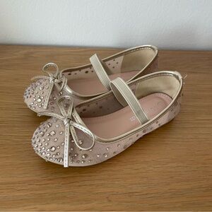 Girls' Tan Ballet Flats with Rhinestones